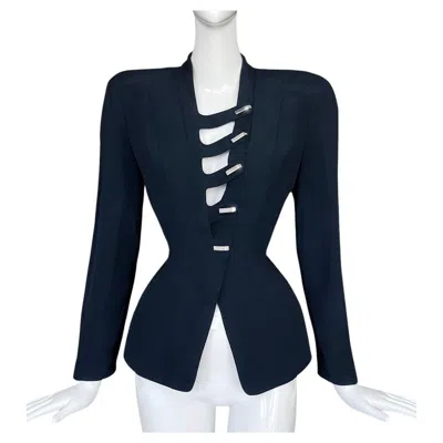 Pre-owned Mugler Thierry  Sculptural Cut-out Jacket Metal Details In Black