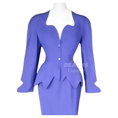 Pre-owned Mugler Thierry  Sculptural Fw 1997 Scallop Skirt Suit Jacket Skirt Set In Purple