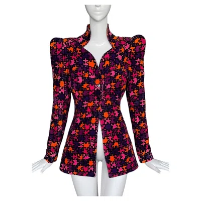 Pre-owned Mugler Thierry  Sculptural Rare Velvet Jacket In Black
