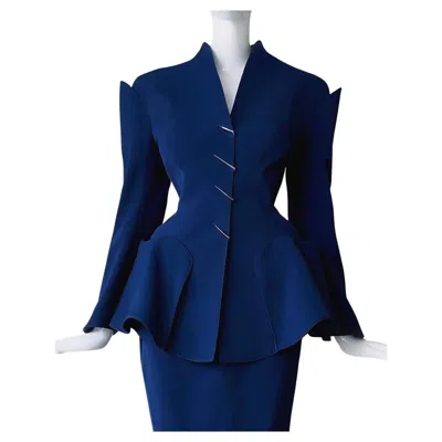 Pre-owned Mugler Thierry  Scuptural Suit Fw 1995 Architecture Collection Metal Details In Black