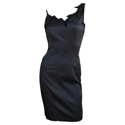 Pre-owned Mugler Thierry  Silk Dress With Asymmetric Neckline In Black