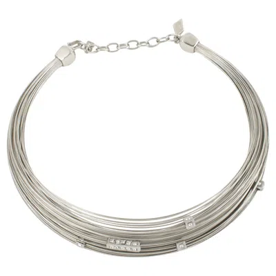 Pre-owned Mugler Thierry  Silvered Metal Multi-strand Wire Necklace