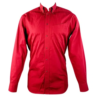Pre-owned Mugler Thierry  Size S Red Cotton One Pocket Snaps Long Sleeve Shirt