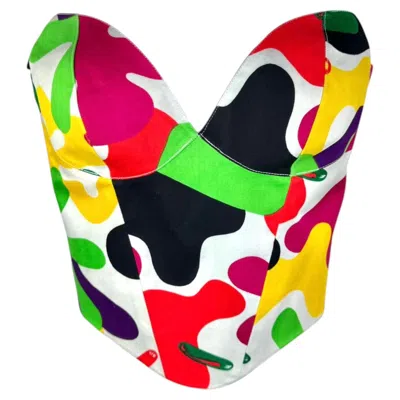 Pre-owned Mugler Thierry  Ss 1988 Abstract Pop Art Bustier Corset In Yellow