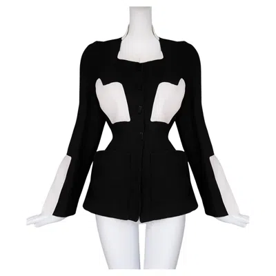 Pre-owned Mugler Thierry  Ss 1994 Rare Geometric Jacket Black White Sculptural