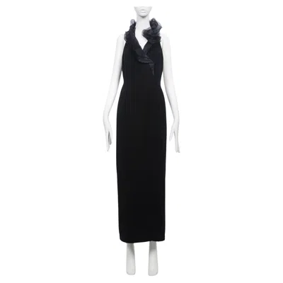 Pre-owned Mugler Thierry  S/s 1999 Sculptural Collar Evening Gown Fr40 In Black