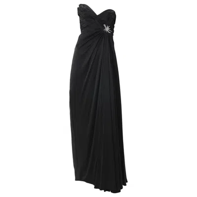 Pre-owned Mugler Thierry  Strapless Black Satin Gown, C.1980s