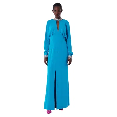 Pre-owned Mugler Thierry  Vintage 1995 Couture Blue Gown