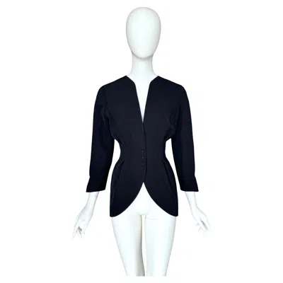 Pre-owned Mugler Thierry  Vintage 80s Black Wool Single Breasted Jacket