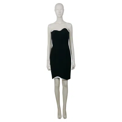 Pre-owned Mugler Thierry  Vintage Black And White Asymetric Bustier Dress