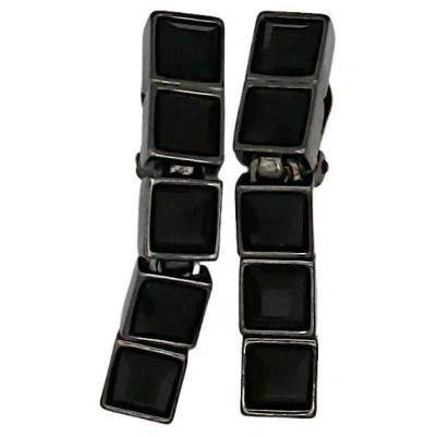 Pre-owned Mugler Thierry  Vintage Black Crystal Dangle Earrings