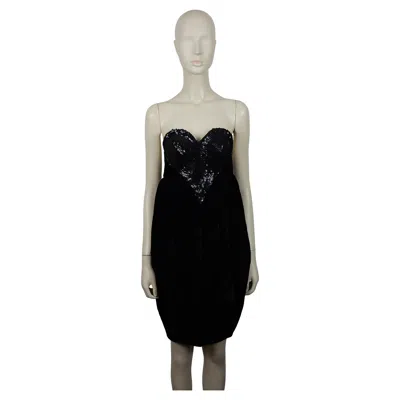Pre-owned Mugler Thierry  Vintage Black Velvet Bubble Dress With Sequin Heart Bustier