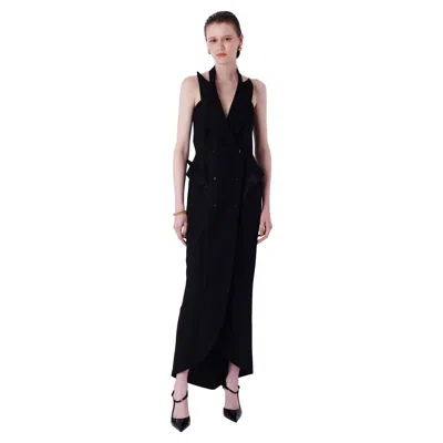 Pre-owned Mugler Thierry  Vintage F/w 1989 Buick Collection Tuxedo Dress In Black