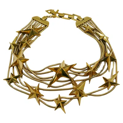 Pre-owned Mugler Thierry  Vintage Gold Tone Stars Choker Necklace In Multi