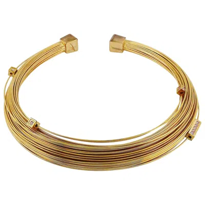 Pre-owned Mugler Thierry  Vintage Gold Toned Bundled Wires Choker Necklace