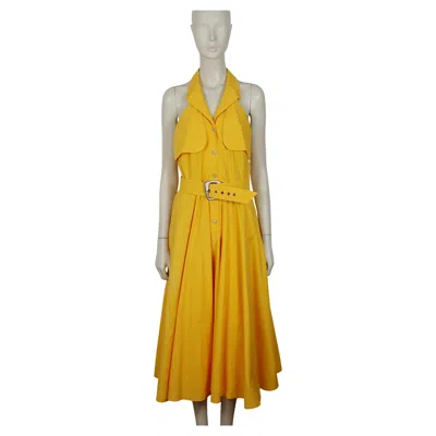 Pre-owned Mugler Thierry  Vintage Golden Yellow Color Cotton Dress Us Size 12