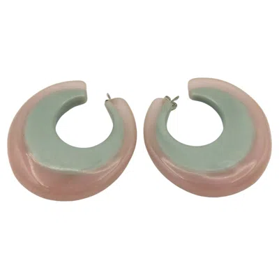 Pre-owned Mugler Thierry  Vintage Grey & Pink Resin Hoop Earrings