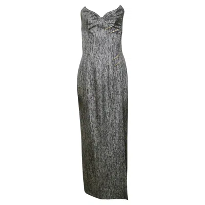 Pre-owned Mugler Thierry  Vintage Heather Brown Silk Bustier Dress With Gold Toned Claws