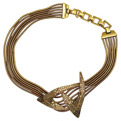 Pre-owned Mugler Thierry  Vintage Jewelled Claw Centrepiece Collar Necklace In Multi