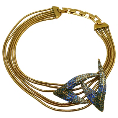 Pre-owned Mugler Thierry  Vintage Jewelled Claw Centrepiece Collar Necklace In Multi