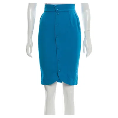 Pre-owned Mugler Thierry  Vintage Pencil Skirt In Blue