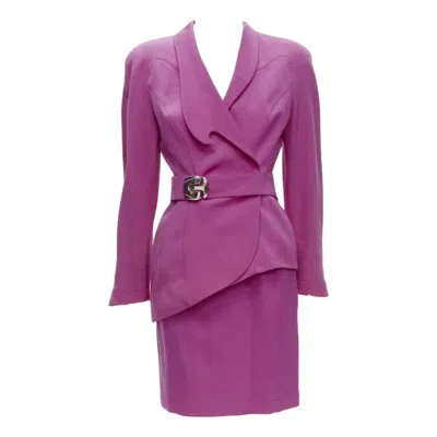 Pre-owned Mugler Thierry  Vintage Pink Space Age Curved Lapel Metal Buckle Blazer It9at S