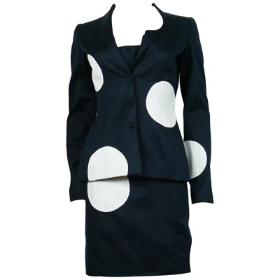 Pre-owned Mugler Thierry  Vintage Polka Dot Bustier Dress And Blazer Suit In Black