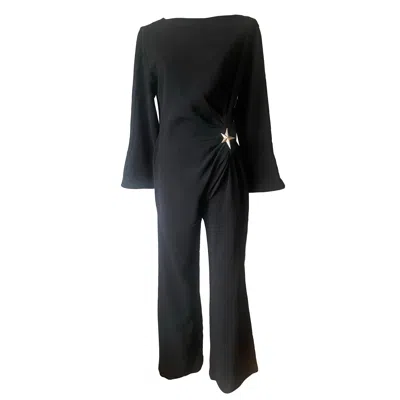 Pre-owned Mugler Thierry  Vintage Women's Jumpsuit Circa 20th Century Draped Fit In Black