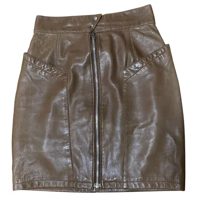 Pre-owned Mugler Thierry  Vintage Women's Leather Mini Skirt, Size 40, France In Gray