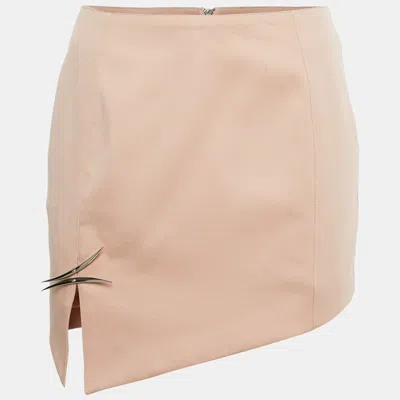 Pre-owned Mugler Thiery  X H & M Pink Gabardine Asymmetric Mini Skirt S
