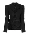 Mugler Tie-fastening Split Blazer In Black