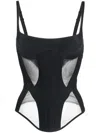 Mugler Corset Style Top With Spaghetti Straps In Black