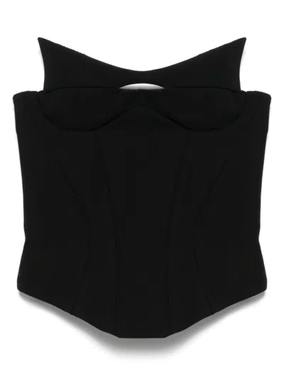 Mugler Sleeveless Corset Top Cut-out Detailing In Black