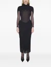 Mugler Halterneck Pleated Dress In Black