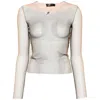 Mugler Langarmshirt Aus Mesh In Brown/orange