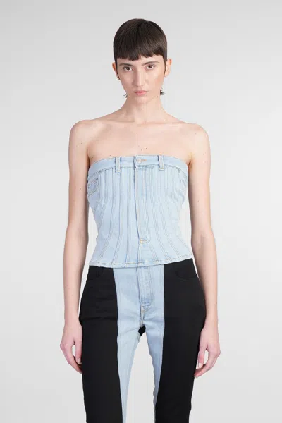 MUGLER TOPWEAR IN BLUE DENIM