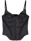 Mugler Denim Corset Top In Raw Blue/black