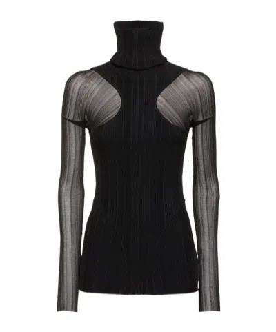 Mugler Transparent Sweater In Black