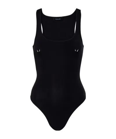 MUGLER TRIMMED KNITTED JUMPSUIT