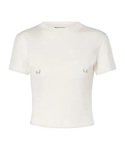 Mugler Trimmed Plain-knit T-shirt In White