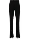 Mugler Piercing Detail High-waisted Trousers With Ankle Slit In Black