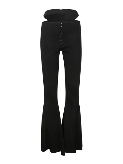 Mugler Cut-out Detailing Flared Trousers In Black