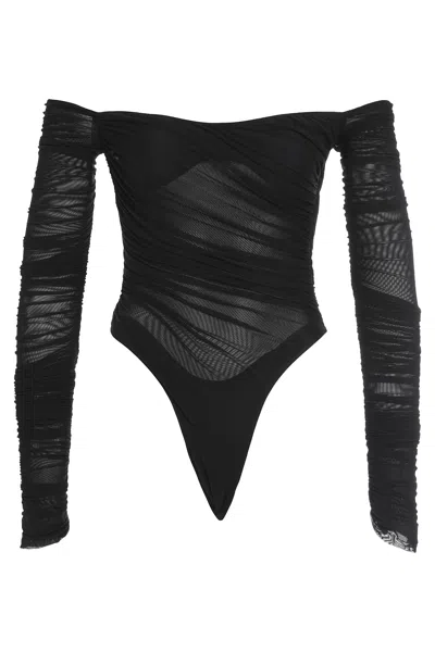 Mugler Tulle Bodysuit In Black