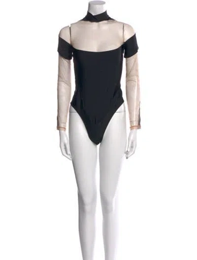 Pre-owned Mugler Turtleneck Long Sleeve Bodysuit In Black
