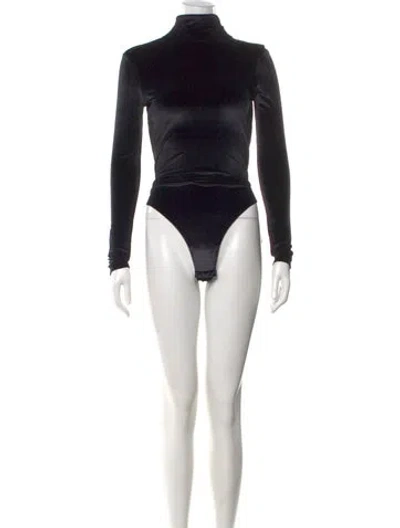 Pre-owned Mugler Turtleneck Long Sleeve Bodysuit In Black