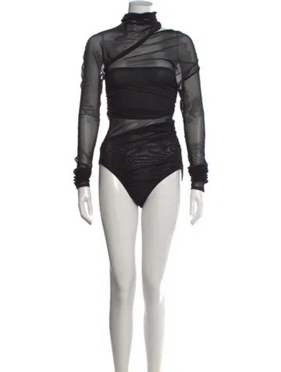 Pre-owned Mugler Turtleneck Long Sleeve Bodysuit In Black