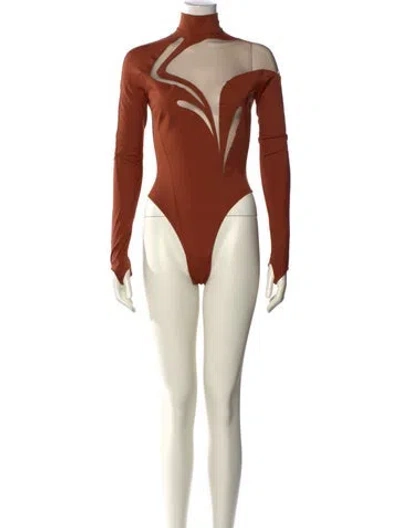 Pre-owned Mugler Turtleneck Long Sleeve Bodysuit In Multi