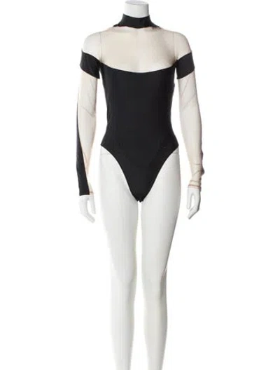 Pre-owned Mugler Turtleneck Long Sleeve Bodysuit W/ Tags In Black