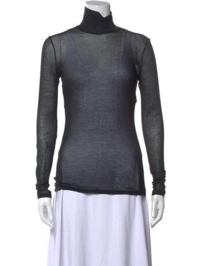Pre-owned Mugler Turtleneck Long Sleeve Top In Grey