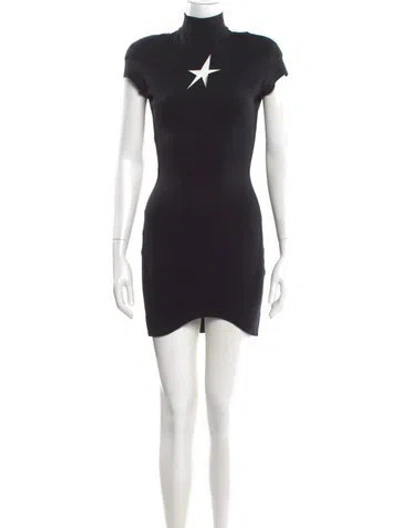 Pre-owned Mugler Turtleneck Mini Dress W/ Tags In Black